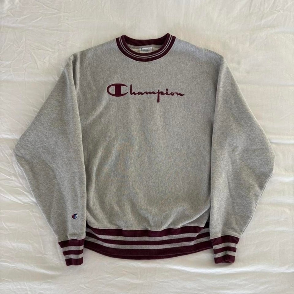 Vintage Champion Burgundy and Grey crewneck sweatshirt
